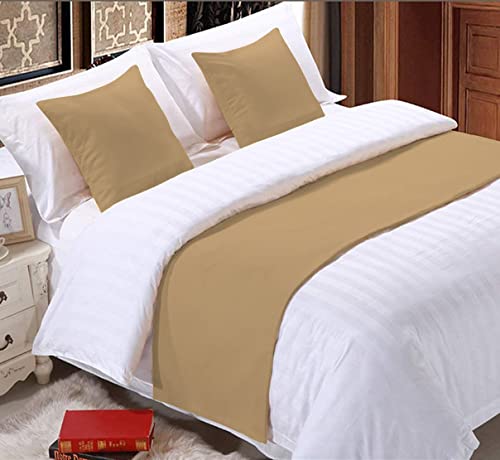 Elegant Decor Bed Runner with 2 Piece Cushion Covers - 800 Thread Count - Luxury Decorative Bed Scarf - 100% Egyptian Cotton - Hotel Quality Modern Bed Runner - King, Taupe - Image 1