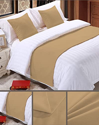Elegant Decor Bed Runner with 2 Piece Cushion Covers - 800 Thread Count - Luxury Decorative Bed Scarf - 100% Egyptian Cotton - Hotel Quality Modern Bed Runner - King, Taupe - Image 3