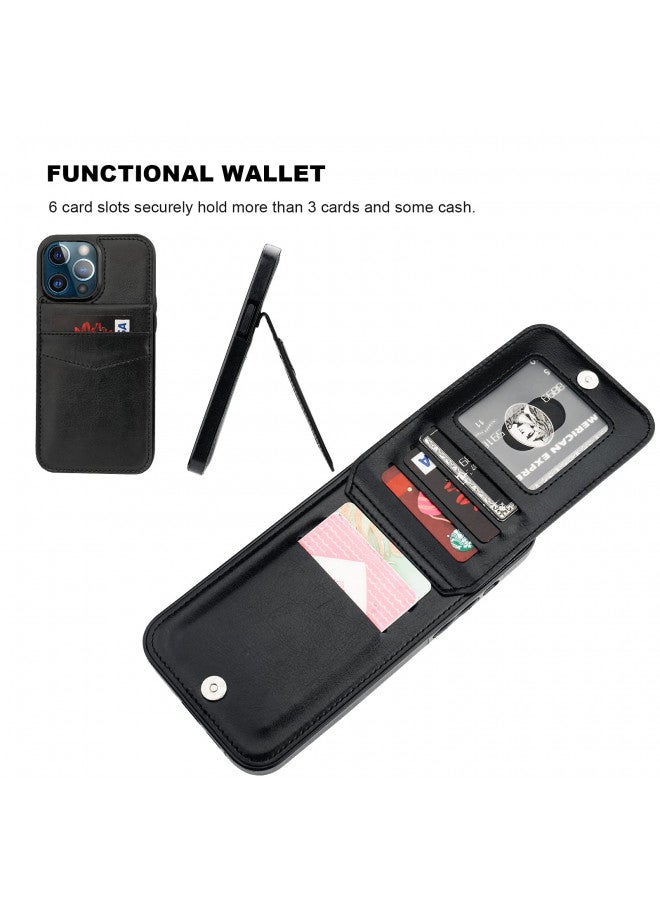 KIHUWEY KIHUWEY Compatible with iPhone 13 Pro Max Case Wallet with Credit Card Holder, Premium Leather Magnetic Clasp Kickstand Heavy Duty Protective Cover for iPhone 13 Pro Max 6.7 Inch(Black)  - Image 3