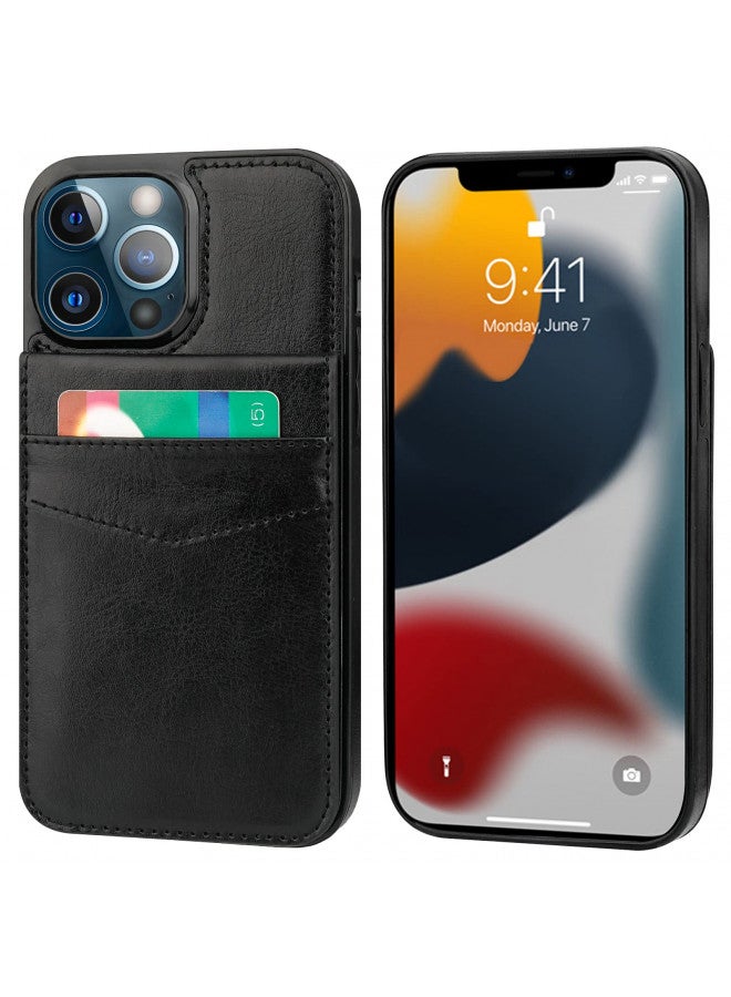KIHUWEY KIHUWEY Compatible with iPhone 13 Pro Max Case Wallet with Credit Card Holder, Premium Leather Magnetic Clasp Kickstand Heavy Duty Protective Cover for iPhone 13 Pro Max 6.7 Inch(Black)  - Image 2