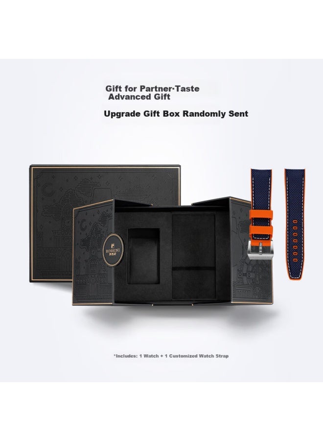 Rossini Men's Watch, Men's Wrisch, Gift For Men, Luminous Sports Diving Mechanical Watch With Blue Dial And Steel Strap 5240219 - Image 1