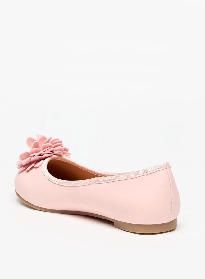 MISSY Girls Floral Accent Slip-On Round Toe Ballerina Shoes