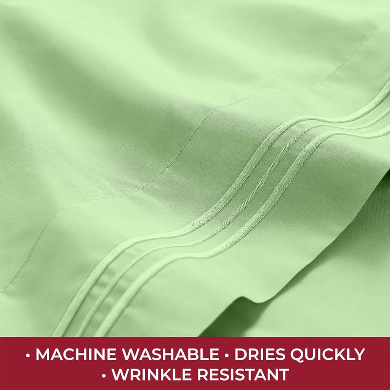 mellanni Mellanni RV Short Queen Sheets - 4 PC Iconic Collection Bedding Sheets & Pillowcases - Hotel Luxury  Extra Soft  Cooling Bed Sheets - Deep Pocket up to 10 inch (RV/Short Queen  Pistachio)  - Image 5