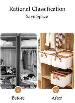 DUNISO 3pcs Wardrobe Clothes Organizer Foldable Closet Storage Organizer for Clothes Jeans Washable Closet Storage Boxes with Carrying Handles Cube Storage Bin for Home Bedroom Office  - Image 3
