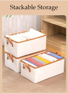 DUNISO 3pcs Wardrobe Clothes Organizer Foldable Closet Storage Organizer for Clothes Jeans Washable Closet Storage Boxes with Carrying Handles Cube Storage Bin for Home Bedroom Office  - Image 5