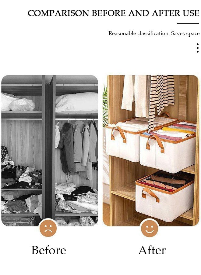 DUNISO 3pcs Wardrobe Clothes Organizer Foldable Closet Storage Organizer for Clothes Jeans Washable Closet Storage Boxes with Carrying Handles Cube Storage Bin for Home Bedroom Office - Image 3