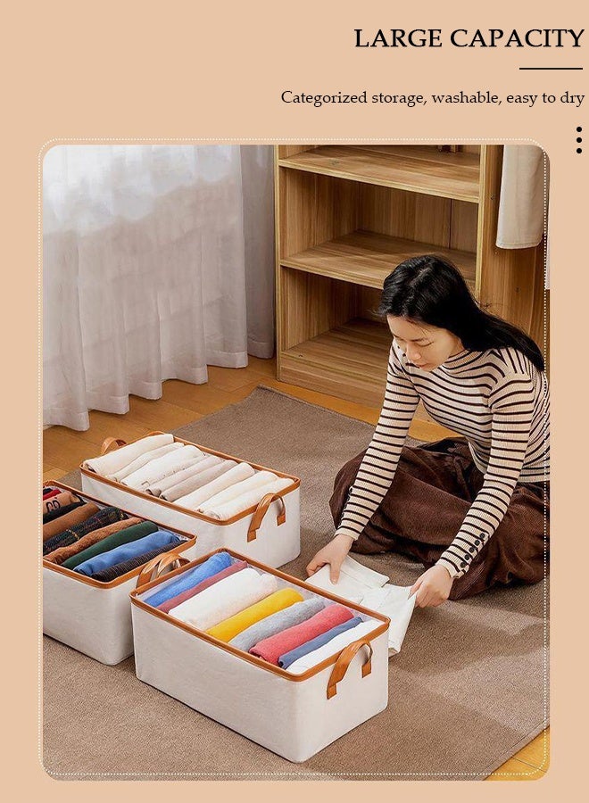 DUNISO 3pcs Wardrobe Clothes Organizer Foldable Closet Storage Organizer for Clothes Jeans Washable Closet Storage Boxes with Carrying Handles Cube Storage Bin for Home Bedroom Office - Image 4