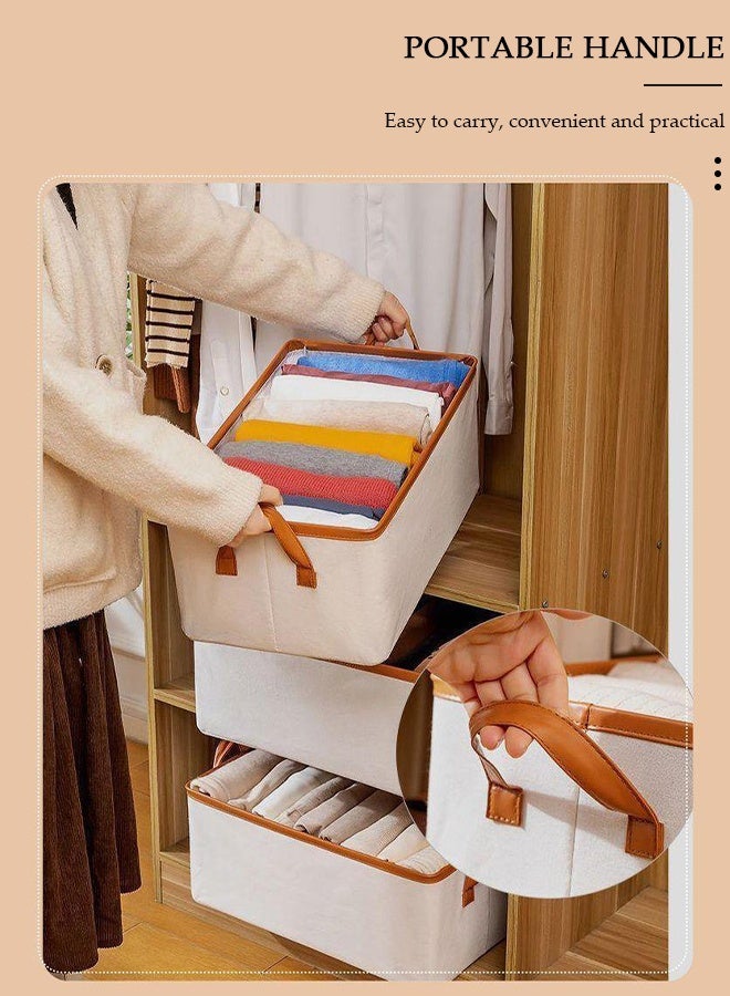 DUNISO 3pcs Wardrobe Clothes Organizer Foldable Closet Storage Organizer for Clothes Jeans Washable Closet Storage Boxes with Carrying Handles Cube Storage Bin for Home Bedroom Office - Image 5