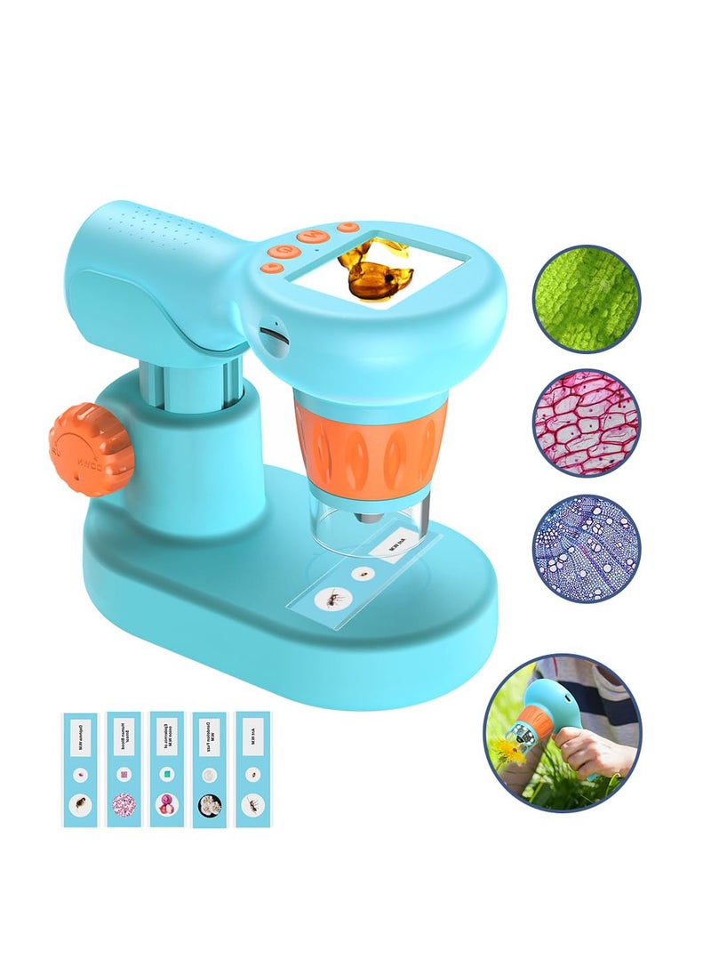 KASTWAVE - Handheld Microscope for Kids, 800X USB Microscope with 2" LCD Screen, Handheld Kids Microscope with 5 Microscope Slides for Adults and Kids, Gifts for Kids 8-12 - Image 1