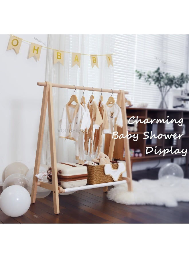 Vogusland Dress Up Rack Child Garment Rack Kids Clothing Rack With Storage Shelf Natural Beech 38 Inch L X 14.5 Inch W X 40 Inch H  - Image 2