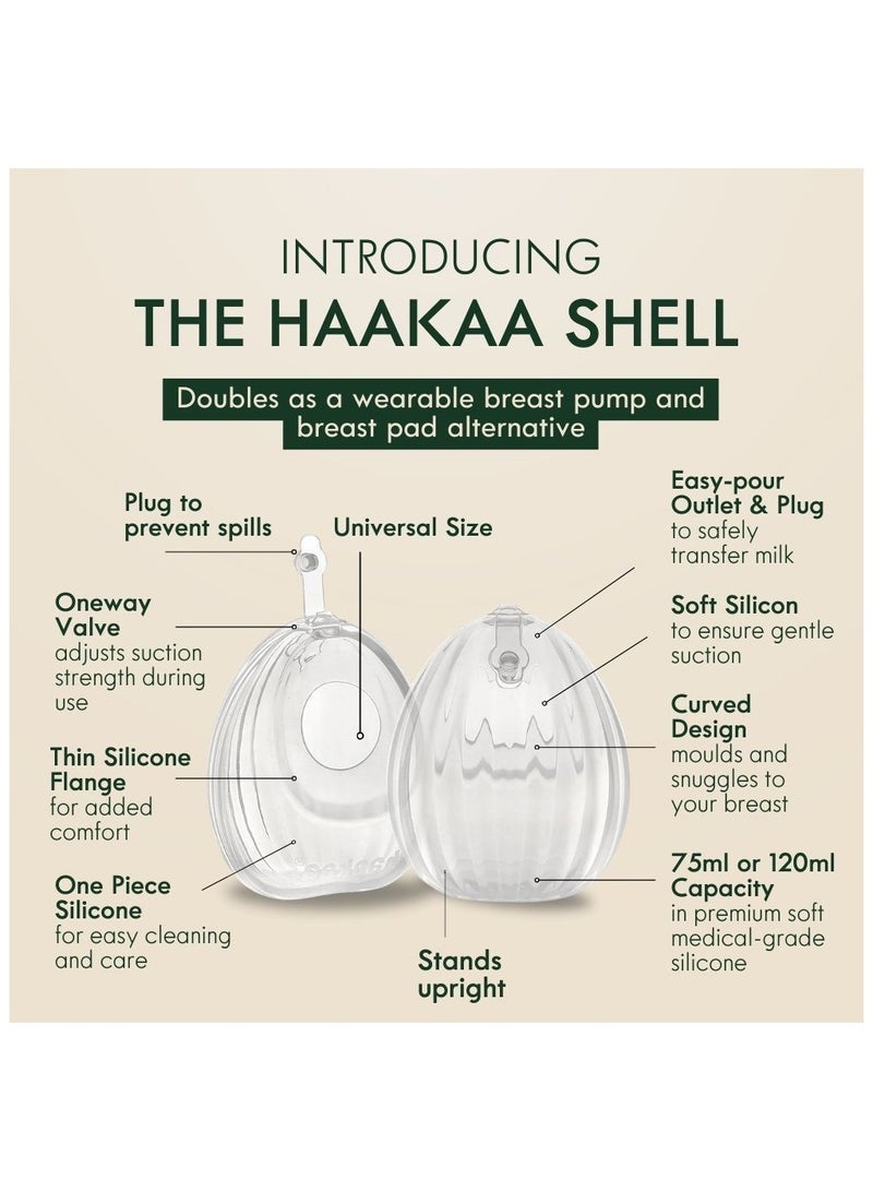 Haakaa Shell Wearable Hands-Free Manual Breast Pump - 2.5 oz (75ml) | Leak-Proof, Portable, & Discreet Milk Collector | Medical-Grade Silicone for Easy Breastfeeding(75ml -2PK) - Image 4