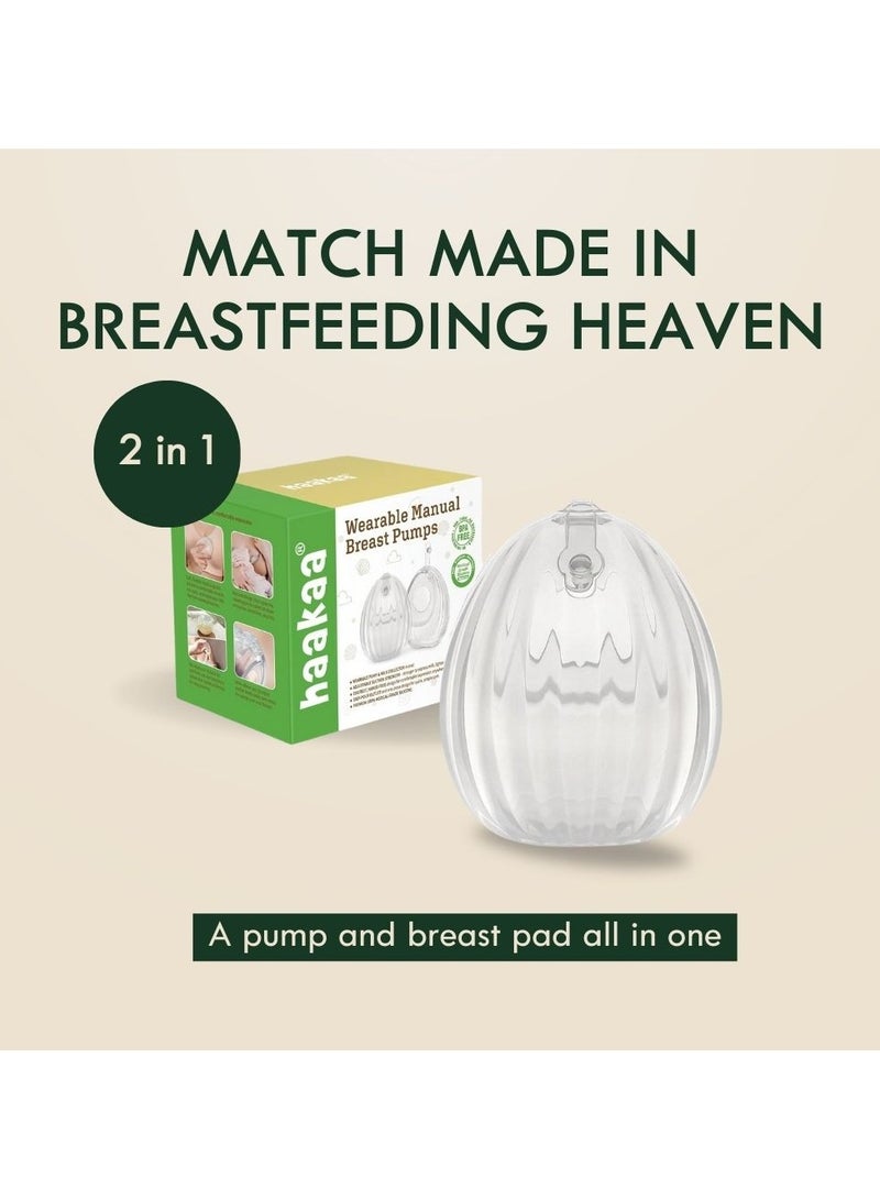 Haakaa Shell Wearable Hands-Free Manual Breast Pump - 2.5 oz (75ml) | Leak-Proof, Portable, & Discreet Milk Collector | Medical-Grade Silicone for Easy Breastfeeding(75ml -2PK) - Image 3