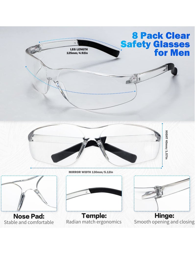 8Pcs Safety Glasses, Protective Eyewear for Men Women, ANSI Z87.1 Eye Protection Goggles with Clear Protective for Work - Image 4