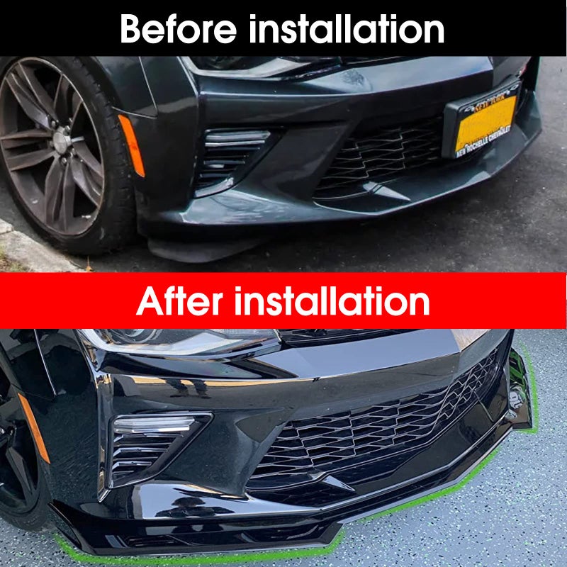 ZZDSNJ Front Bumper Lip for 2016-2024 Chevy Camaro SS /2019-2024 LS LT RS Glossy Black ABS Front Bumper Lip Splitter Spoiler - Image 3