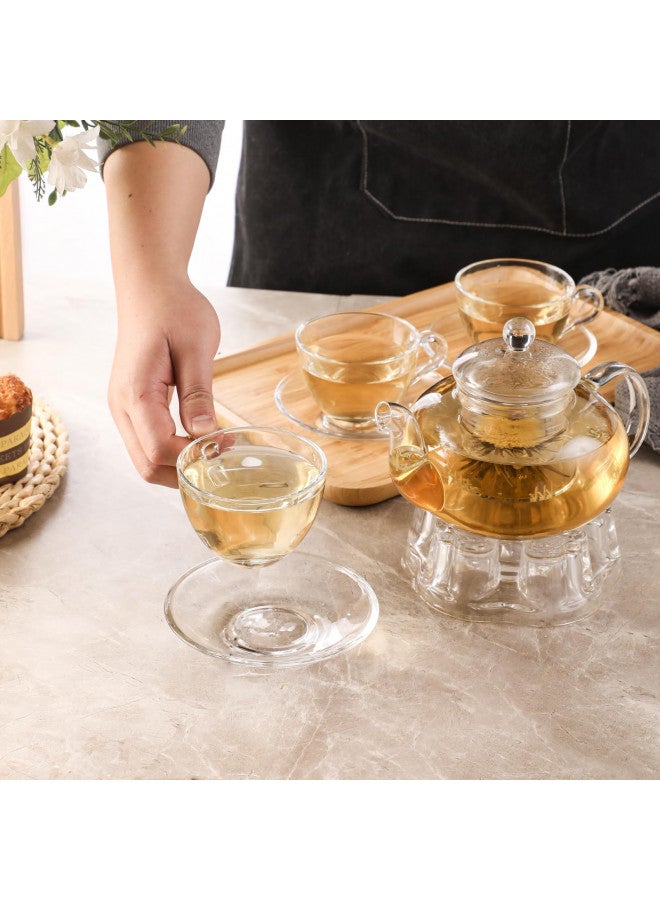GURUDAR طقم أكواب شاي زجاجية مع saucer من GURUDAR، 6 قطع، كوب قهوة مع ملعقة من الفولاذ المقاوم للصدأ مناسب للإسبريسو، العصير، الكابتشينو والمزيد من المشروبات، 7 أونصة/210 مل، شفاف - Image 4
