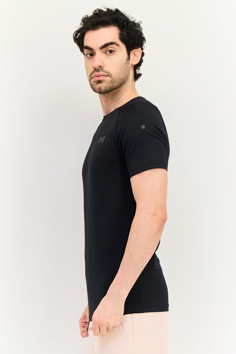 UNDER ARMOUR تي شيرت تدريب قصير الأكمام للرجال، أسود - Image 3