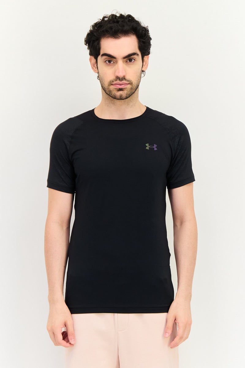 UNDER ARMOUR تي شيرت تدريب قصير الأكمام للرجال، أسود - Image 1