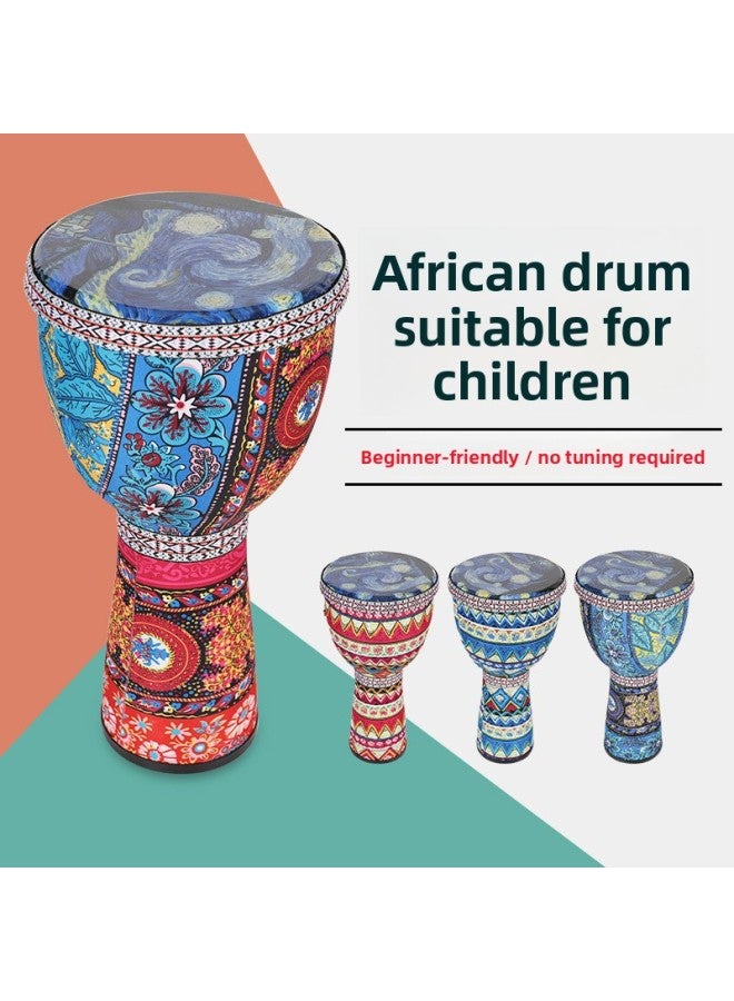 Somali Goat African Drum For Adults and Children Beginners Hand Drum Professional Performance Teaching Drum 8.5inch no-tuning blue plaid sheepskin model comes with a strap - Image 3