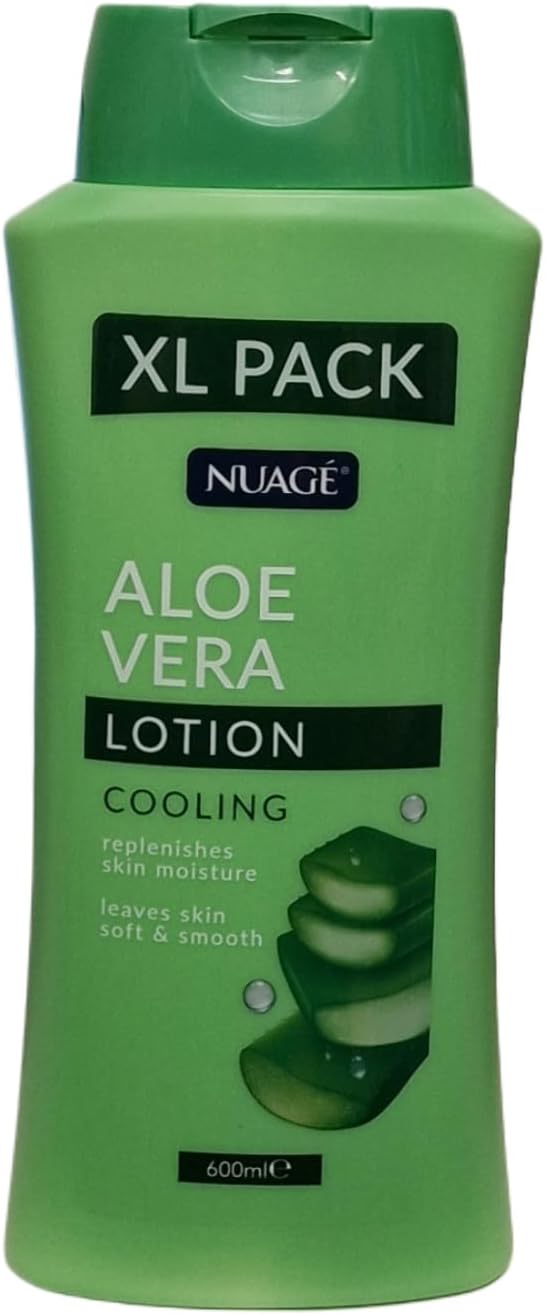 Nuage Aloe Vera Lotion Cooling XL Pack 600ml Moisturises Soothes Softens Skin Aloe Vera Enriched Formula for Daily Hydration Ideal for AfterSun Care Dry Skin Relief NonGreasy