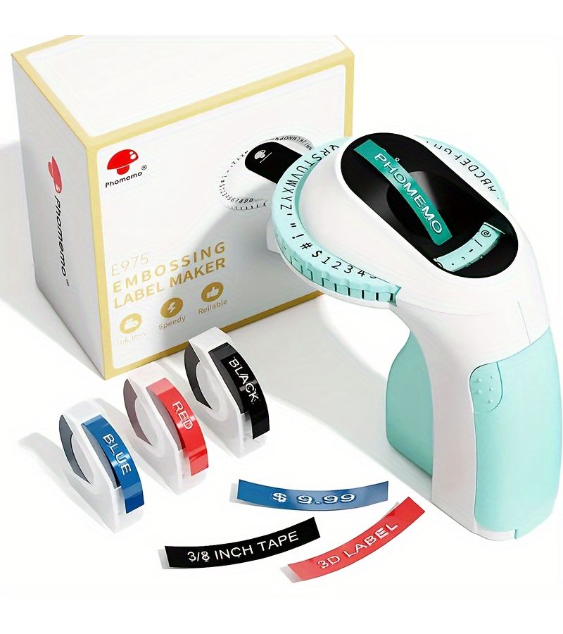 1pc Portable Retro Label Maker with 6 Tapes Easy to Use for Home Green - Image 1
