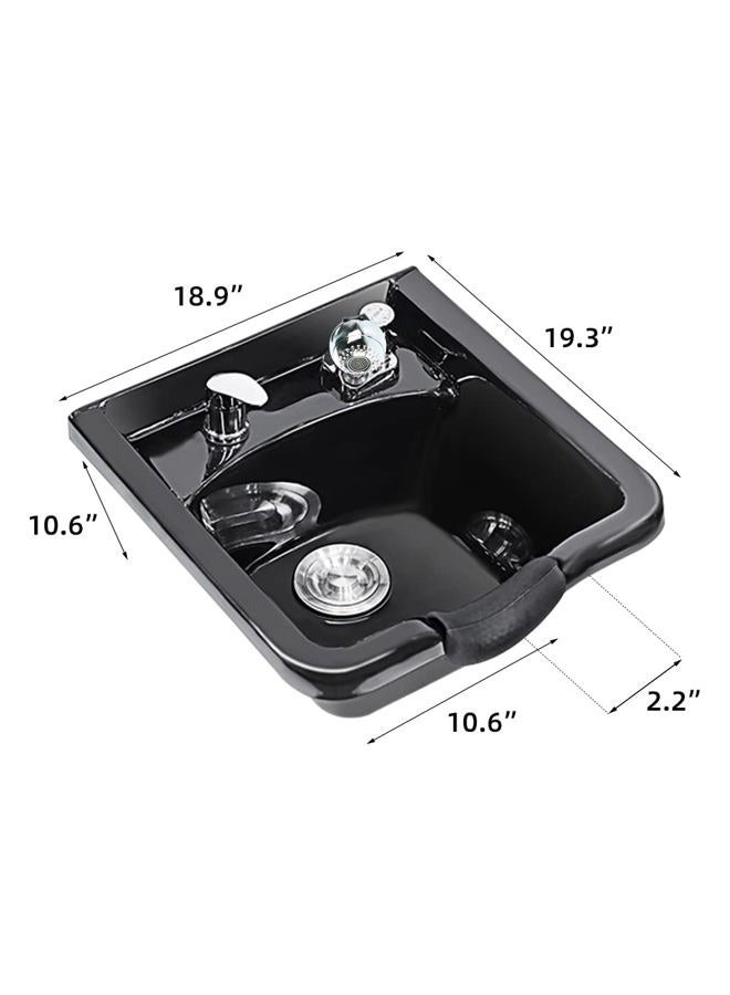 Toriexon Shampoo Bowl for Salons, Black ABS Plastic Shampoo Sink for Home, Easy to Clean and Install Salon Shampoo Bowls for Hair Stylist - Image 2