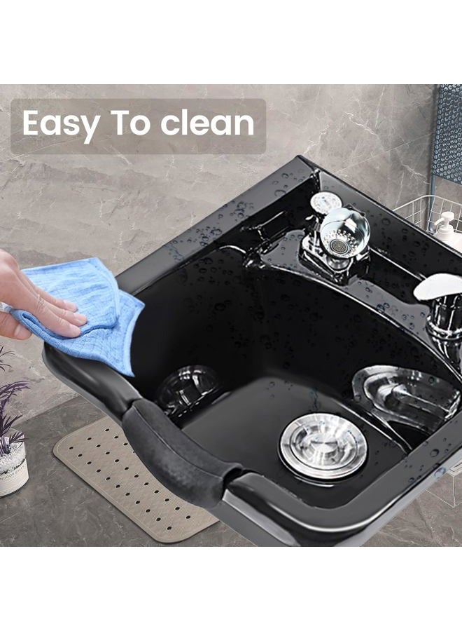 Toriexon Shampoo Bowl for Salons, Black ABS Plastic Shampoo Sink for Home, Easy to Clean and Install Salon Shampoo Bowls for Hair Stylist - Image 4