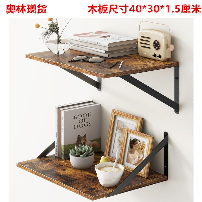 American Wooden Wall Storage Rack Solid Wood One-Word Partition Living Room Entrance Wall Bedroom Wall Storage Wall Hanging - Image 2