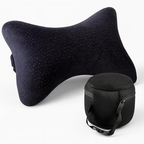 Aeris Car Headrest Pillow,%100 Memory Foam Car Neck Pillow for Driving with Strap - Carry Bag - Maximum Neck Support for Car Seat - Portable Small Travel Pillow - Perfect for Camping and Traveling - Image 1