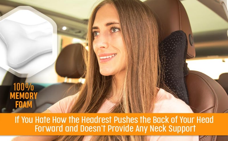 Aeris Car Headrest Pillow,%100 Memory Foam Car Neck Pillow for Driving with Strap - Carry Bag - Maximum Neck Support for Car Seat - Portable Small Travel Pillow - Perfect for Camping and Traveling - Image 2