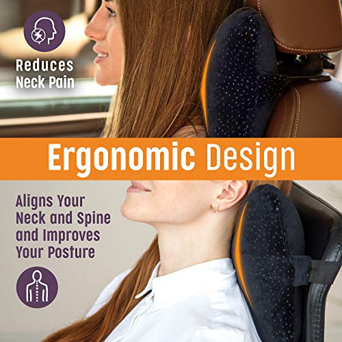 Aeris Car Headrest Pillow,%100 Memory Foam Car Neck Pillow for Driving with Strap - Carry Bag - Maximum Neck Support for Car Seat - Portable Small Travel Pillow - Perfect for Camping and Traveling - Image 4