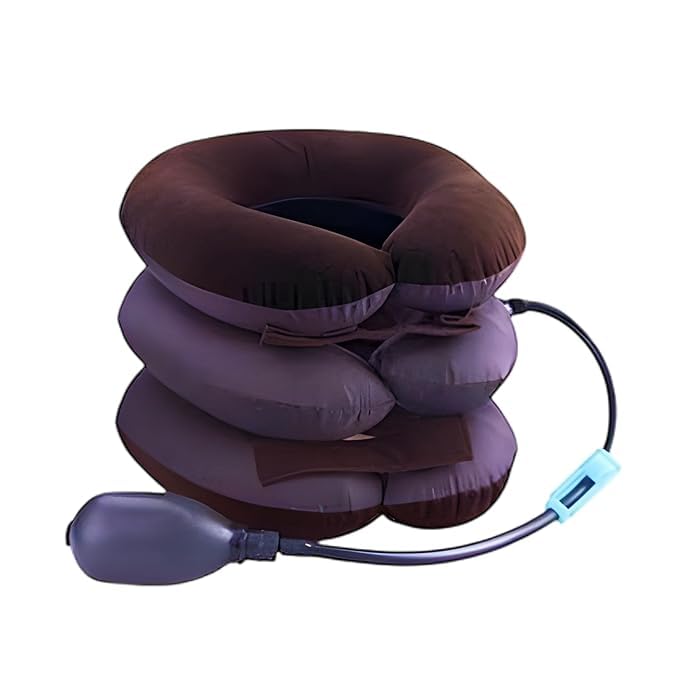GOVINDGOPAL GOVINDGOPAL Neck Braces Tractors for Cervical Spine Three Layer Rest Support Massagers Pain Relief Tool PillowPortable Excerciser Back Shoulder Comfort Pneumatic Air Bag Tier InflatableMulticolor  - Image 1