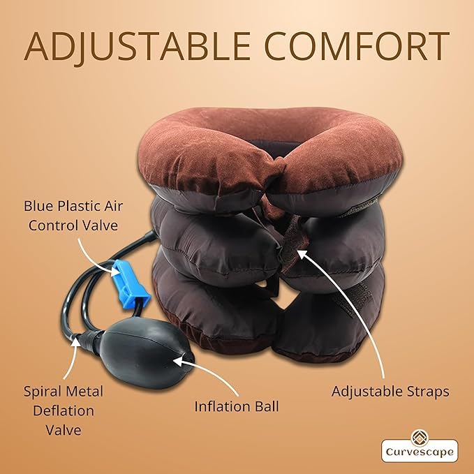 GOVINDGOPAL GOVINDGOPAL Neck Braces Tractors for Cervical Spine Three Layer Rest Support Massagers Pain Relief Tool PillowPortable Excerciser Back Shoulder Comfort Pneumatic Air Bag Tier InflatableMulticolor  - Image 4