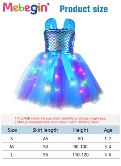 MEBEGIN Mermaid Costume with Tiara, Gorgeous Mermaid Princess Tutu, Light Up Princess Dress Up, Glitter Cosplay Outfit with Bright Color and Stunning LED Lighting Design, Suitable for Role-playing and Themed Parties  - Image 3
