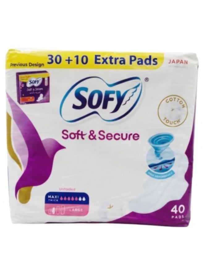 Sofy Soft & Secure Large Size Pads with Wings - 40 Pieces - Image 2