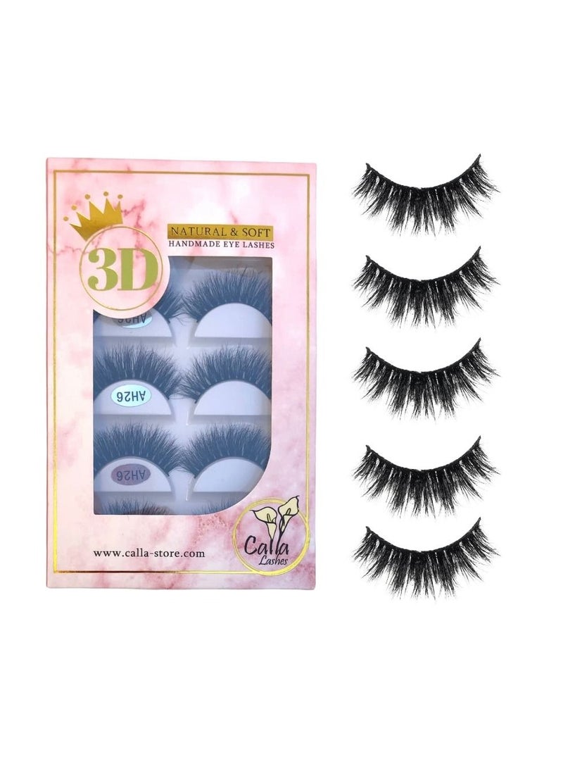 Calla Lashes Styles Faux Mink Lashes Luxurious Volume Fluffy Natural Soft Thick False Eyelashes 5 Pairs | AH26 - Image 1