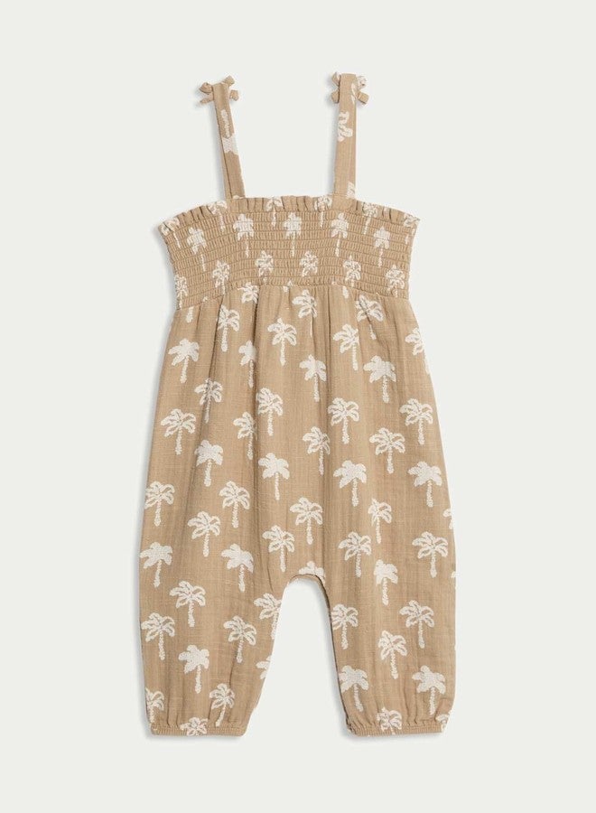 Marks & Spencer Pure Cotton Palm Tree Romper (0-3 Yrs) Brown Mix - Image 2