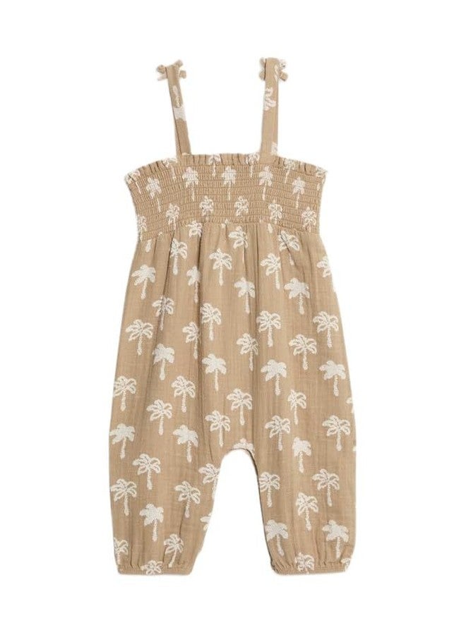 Marks & Spencer Pure Cotton Palm Tree Romper (0-3 Yrs) Brown Mix - Image 1