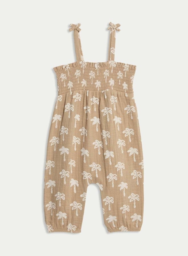 Marks & Spencer Pure Cotton Palm Tree Romper (0-3 Yrs) Brown Mix - Image 4