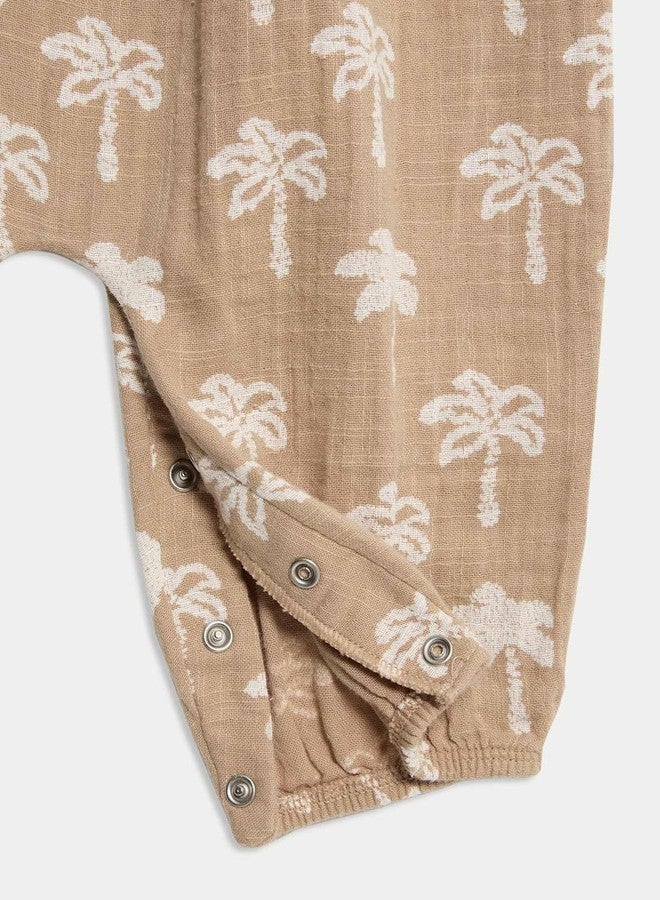 Marks & Spencer Pure Cotton Palm Tree Romper (0-3 Yrs) Brown Mix - Image 3