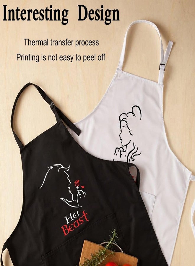 AGMDESIGN His Beauty, Her Beast 2-Pack Apron Set, Bridal Shower Gifts, Wedding Anniversary Birthday Gifts for Couples Parents, Couples Aprons for Bride and Groom - Image 3
