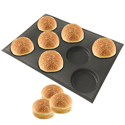 BLUE DROP Bluedrop Silicone Hamburger Bread Forms Perforated Bakery Molds Non Stick Baking Sheets Fit Half Pan Size - Image 1