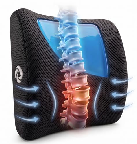 Samsonite Cooling Memory Foam Lumbar Support Pillow for Office Chair Gaming Chair Car Seat Automotive Ergonomic Back Cushion Home Office Essentials Sitting Comfort and Posture Relief Back Support - Image 1