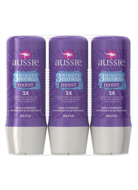 3 Minute Miracle Moist Deep Conditioning Treatment, Detangler, 8 Fluid Ounces (Pack of 3) - Deep Conditioner