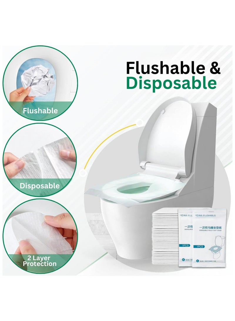 MIZAJIC 100 Pcs Toilet Seat Covers Disposable, Flushable and Biodegradable Paper Cover for Adult and Kids’ Potty Training, Great for Airplane, Travel Seats, Public Restroom and Camping (100)  - Image 2