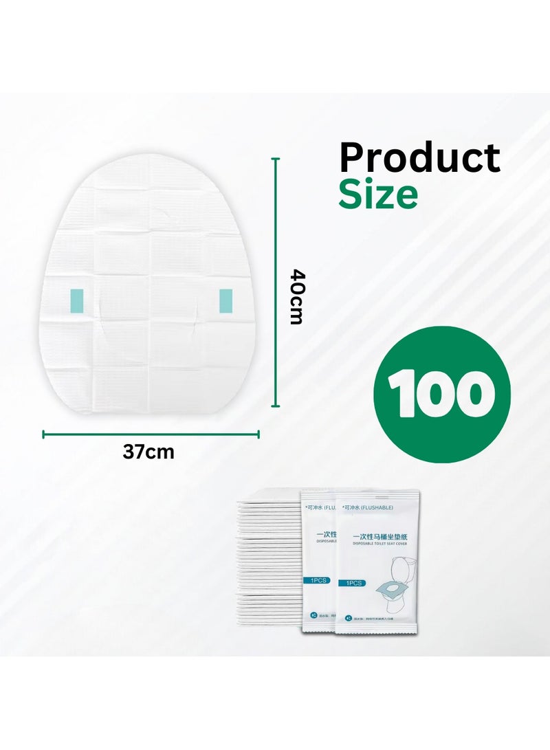 MIZAJIC 100 Pcs Toilet Seat Covers Disposable, Flushable and Biodegradable Paper Cover for Adult and Kids’ Potty Training, Great for Airplane, Travel Seats, Public Restroom and Camping (100)  - Image 3