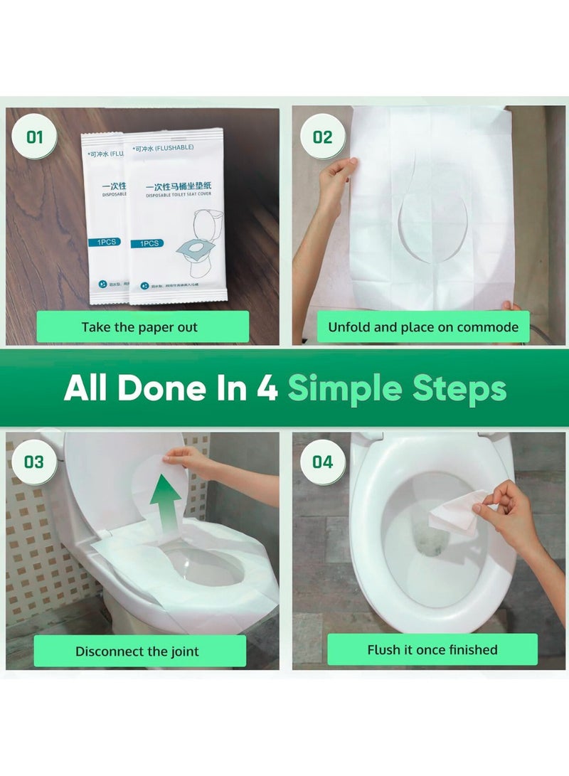 MIZAJIC 100 Pcs Toilet Seat Covers Disposable, Flushable and Biodegradable Paper Cover for Adult and Kids’ Potty Training, Great for Airplane, Travel Seats, Public Restroom and Camping (100)  - Image 5