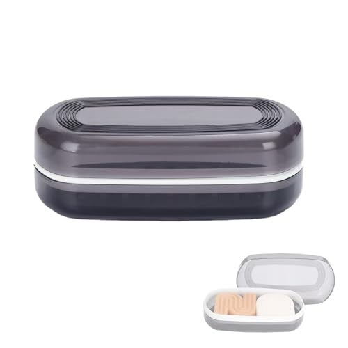 OENUASG Travel Case for Kitsch Shampoo bar, Shampoo Bar Holder, Travel Soap Container, Large Soap Box, Soap Dish with Draining Layer, Case for Bathroom (Black, 1 Pack) - Image 1