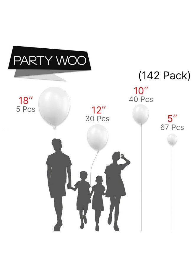 PartyWoo White Balloons 142 pcs Different Sizes Pack of 18 12 10 5 Inch Matte White Latex Balloon Arch Kit Garland for Wedding Bridal Graduation Baby Shower Birthday Party Decorations White-Y13 - Image 2