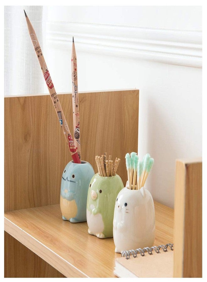 NYDECOR Animal Mini Ceramic Toothbrush Holder Stand for Bathroom Vanity Countertops, 4 Pack(Cat, Bear, Dinosaur, Penguin) - Image 3