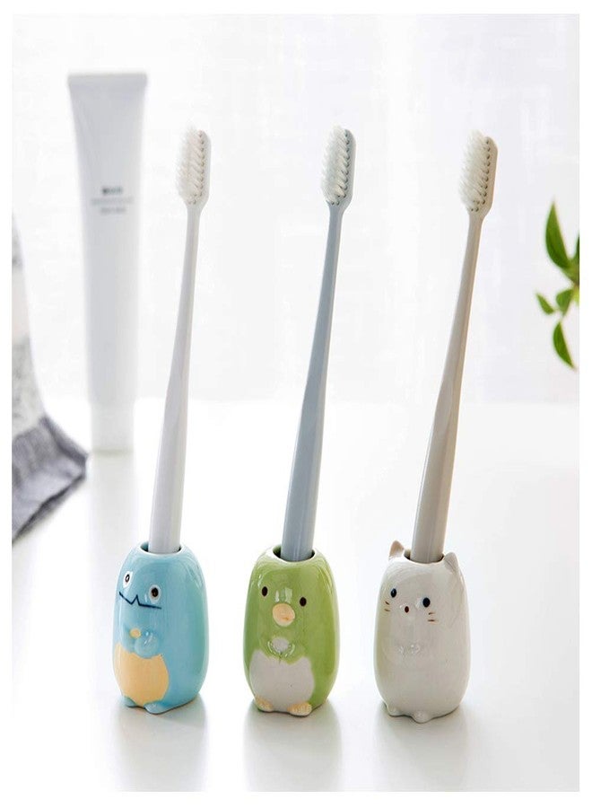 NYDECOR Animal Mini Ceramic Toothbrush Holder Stand for Bathroom Vanity Countertops, 4 Pack(Cat, Bear, Dinosaur, Penguin) - Image 2